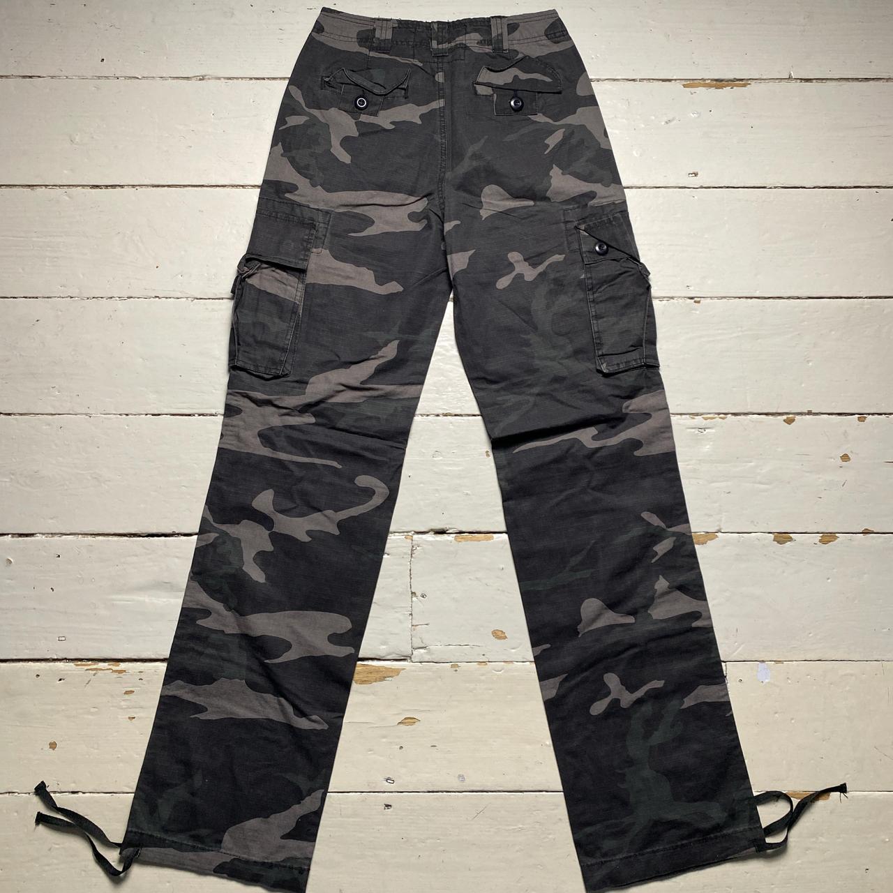 Criminal Damage Dark Green Camouflage Baggy Cargo Combat Trousers