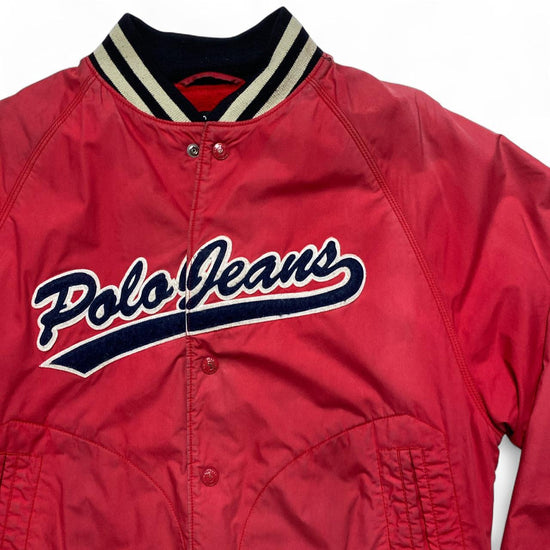 Polo Jeans Ralph Lauren Vintage Red and Black Bomber Varsity Jacket (M)