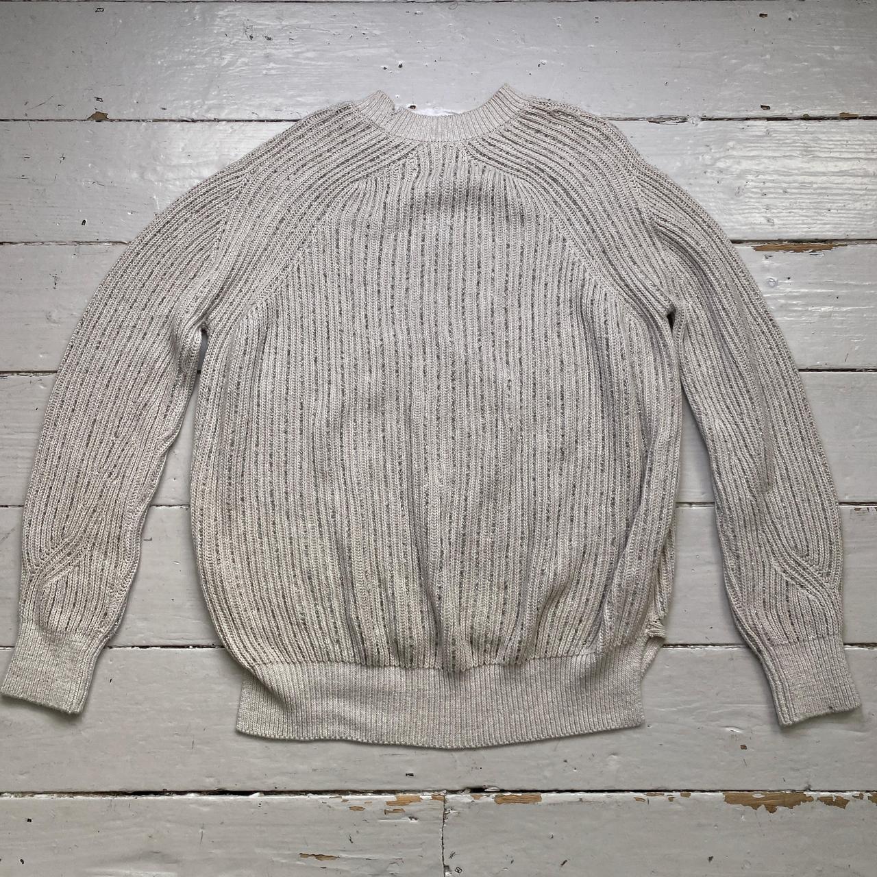 All Saints Cream and Silver Baggy Jumper