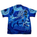Dragon Y2K Japanese Silk Blue Short Sleeve Shirt (XL)