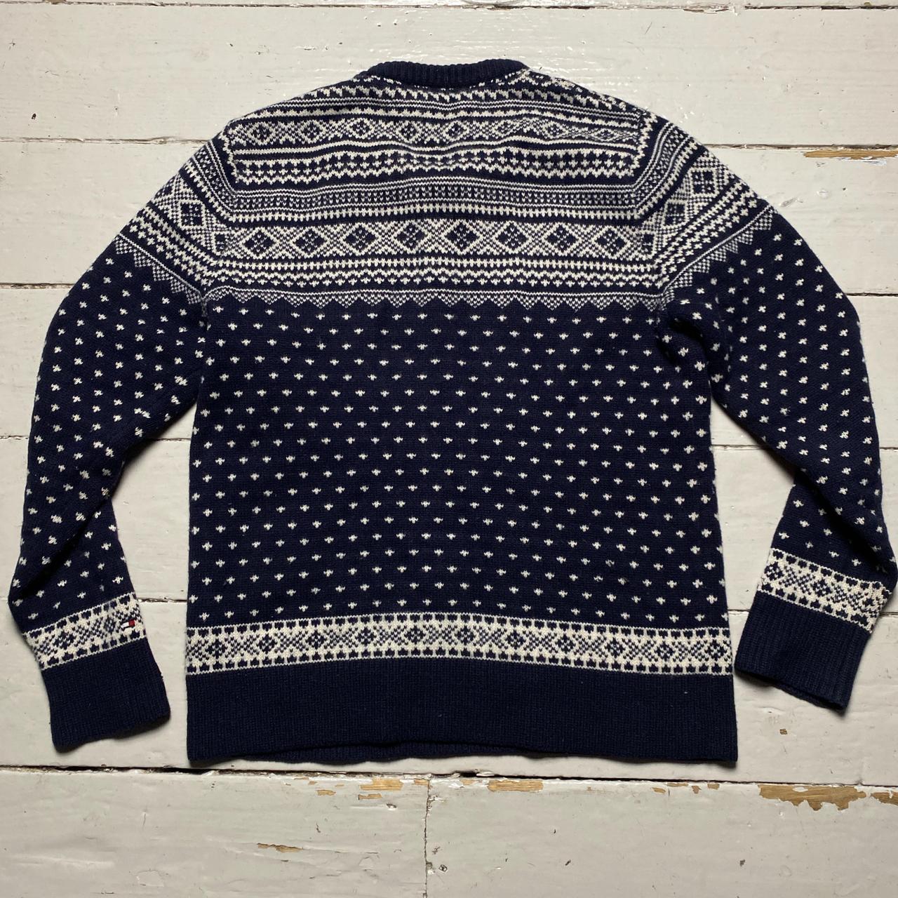 Tommy Hilfiger Navy and White Thick Knit Jumper