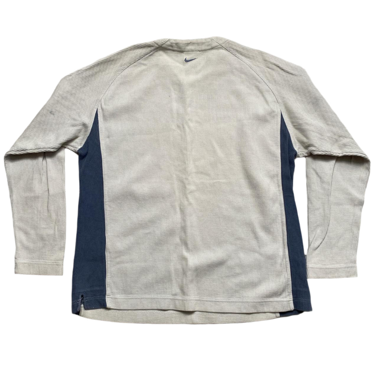 Nike V Neck Vintage Cream White and Grey Jumper (L)