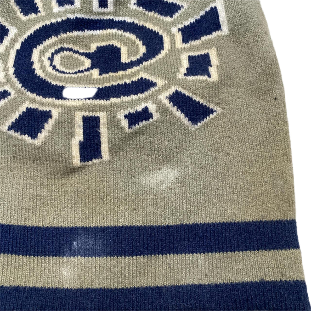 Always Do What You Should Do Khaki Green and Navy Blue Striped Reversible Beanie Hat