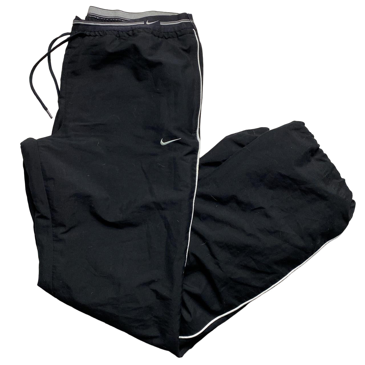 Nike Black and White Baggy Shell Trackpant Bottoms (M)
