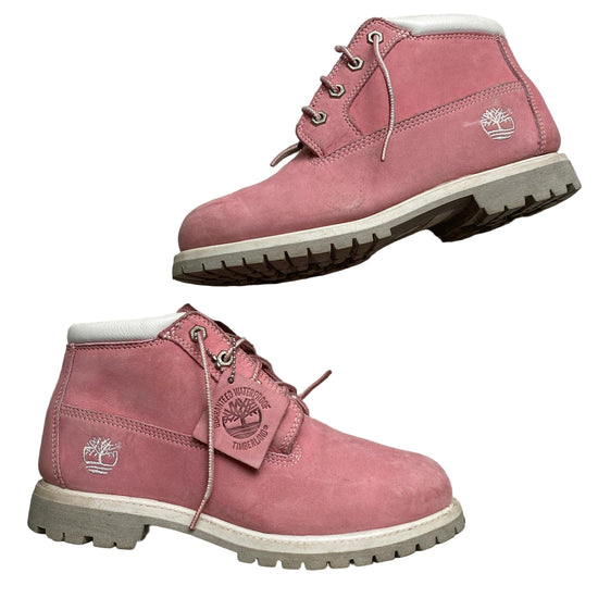 Timberland Pink and White Nubuck Mid Boots (UK 6.5)