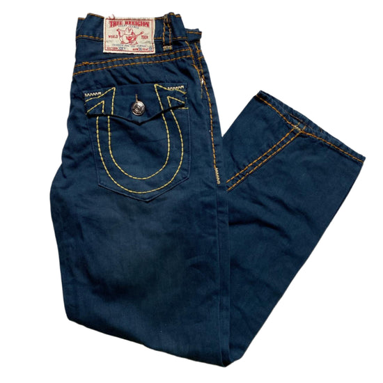 True Religion Joey Big Stitch Baggy Navy Orange and Yellow Jeans (34W)
