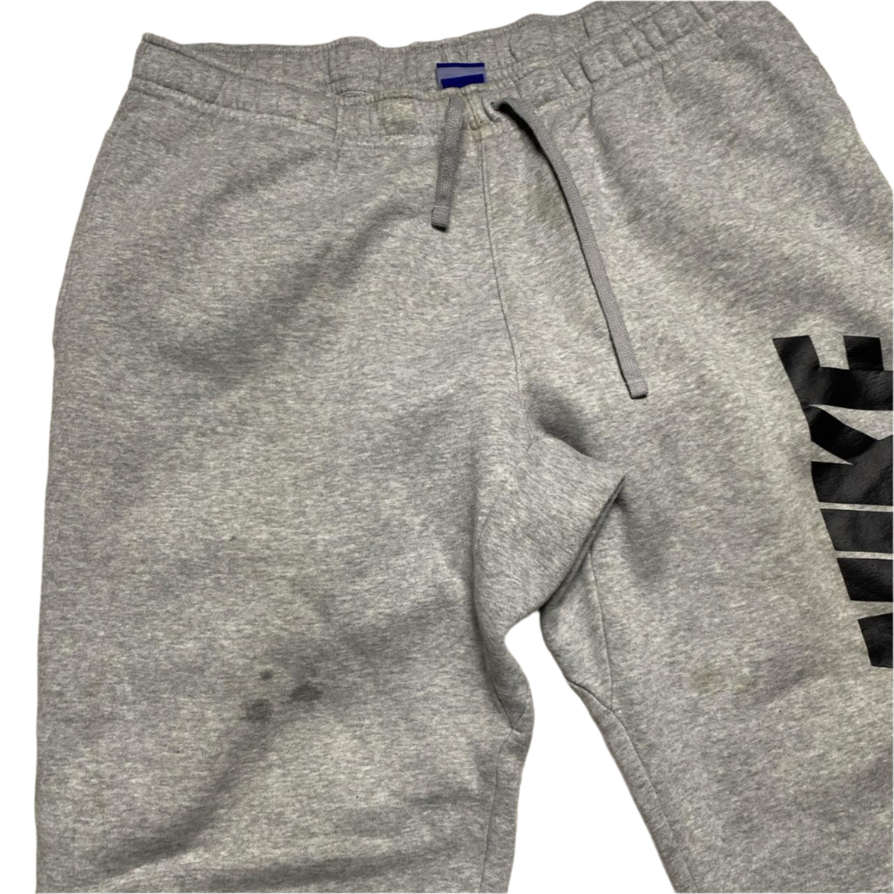 Nike Grey and Black Club Spellout Baggy Joggers (2XL)