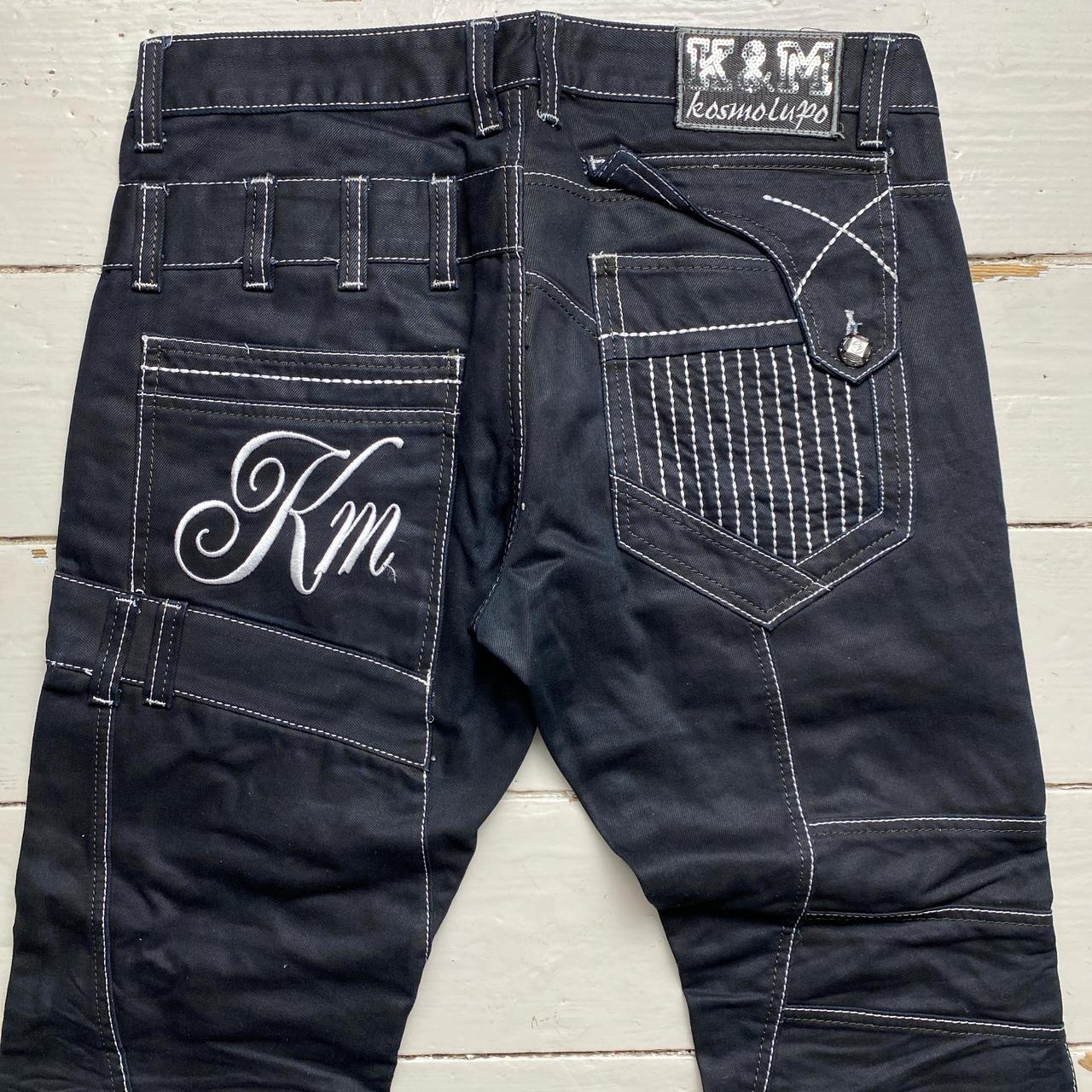 K&M Vintage Kosmolupo White Stitch Embroidery y2k Jeans