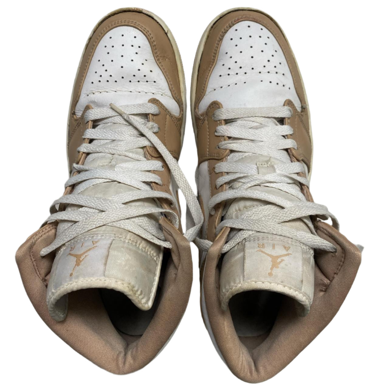 Jordan 1 Mid Beige and White High Trainers (UK 9.5)