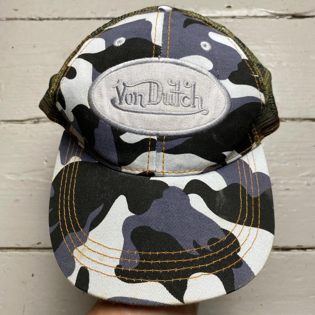 Von Dutch Grey and White Camouflage Trucker Cap