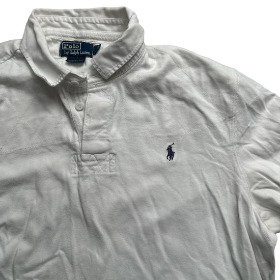 Polo Ralph Lauren White and Navy Rugby Polo Shirt (XL)