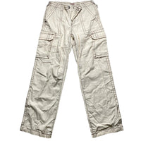 True Religion Baggy Cream and Brown Embroidery Cargo Trousers (28W)