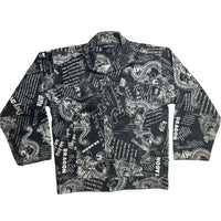 Raco Jeans Vintage 90’s Dragon Newspaper Transcript Denim Suit Jacket and Jeans (WOMEN.S)