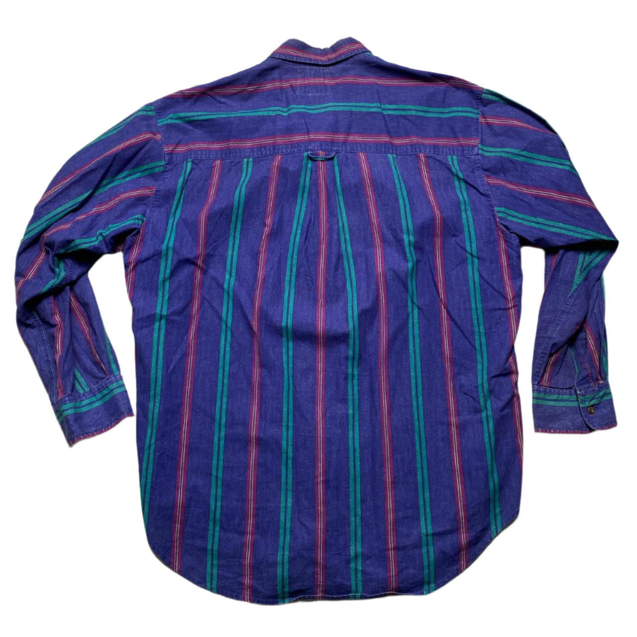 Chaps Vintage 90’s Purple and Green Striped Long Sleeve Shirt (L)