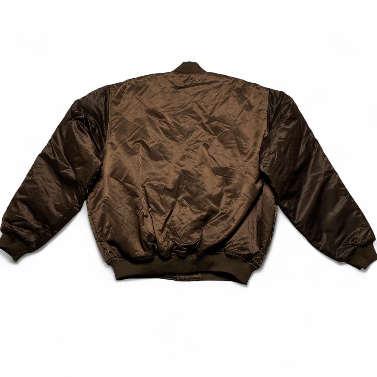 Brooklyn Xpress New York Vintage 90’s Y2K Brown Orange White Bomber Jacket (XL)