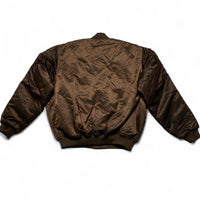 Brooklyn Xpress New York Vintage 90’s Y2K Brown Orange White Bomber Jacket (XL)