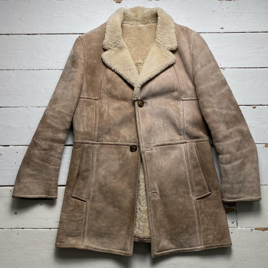 O’Ned Vintage Sheepskin Light Brown Long Coat