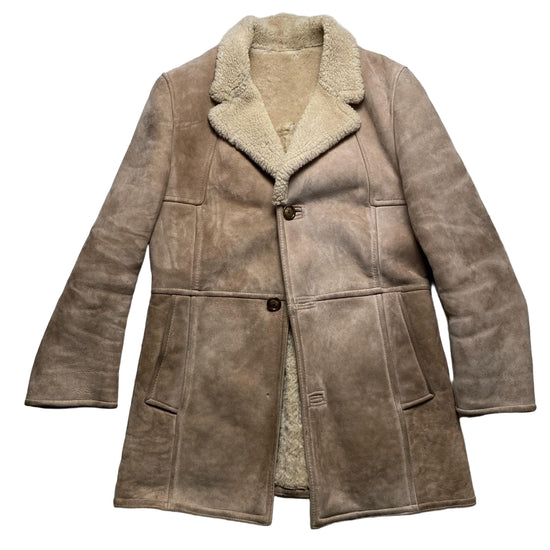 O’Ned Vintage Sheepskin Light Brown Long Coat (L)