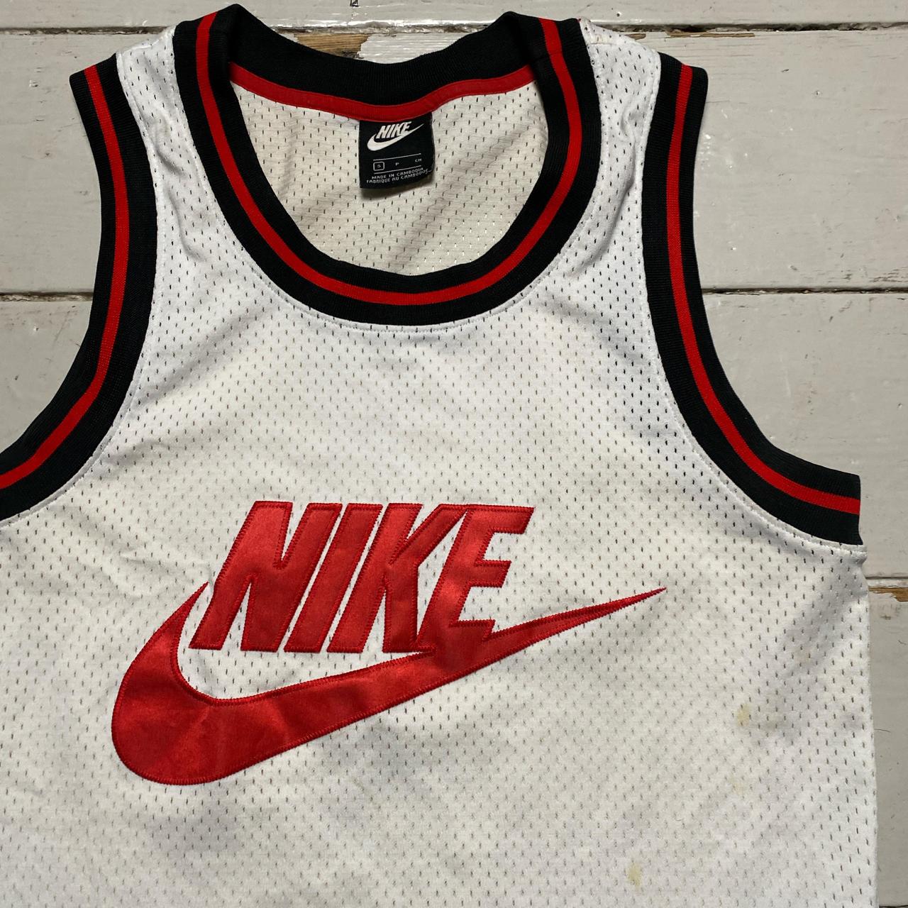 Nike White Red and Black Big Swoosh Basketball Vest