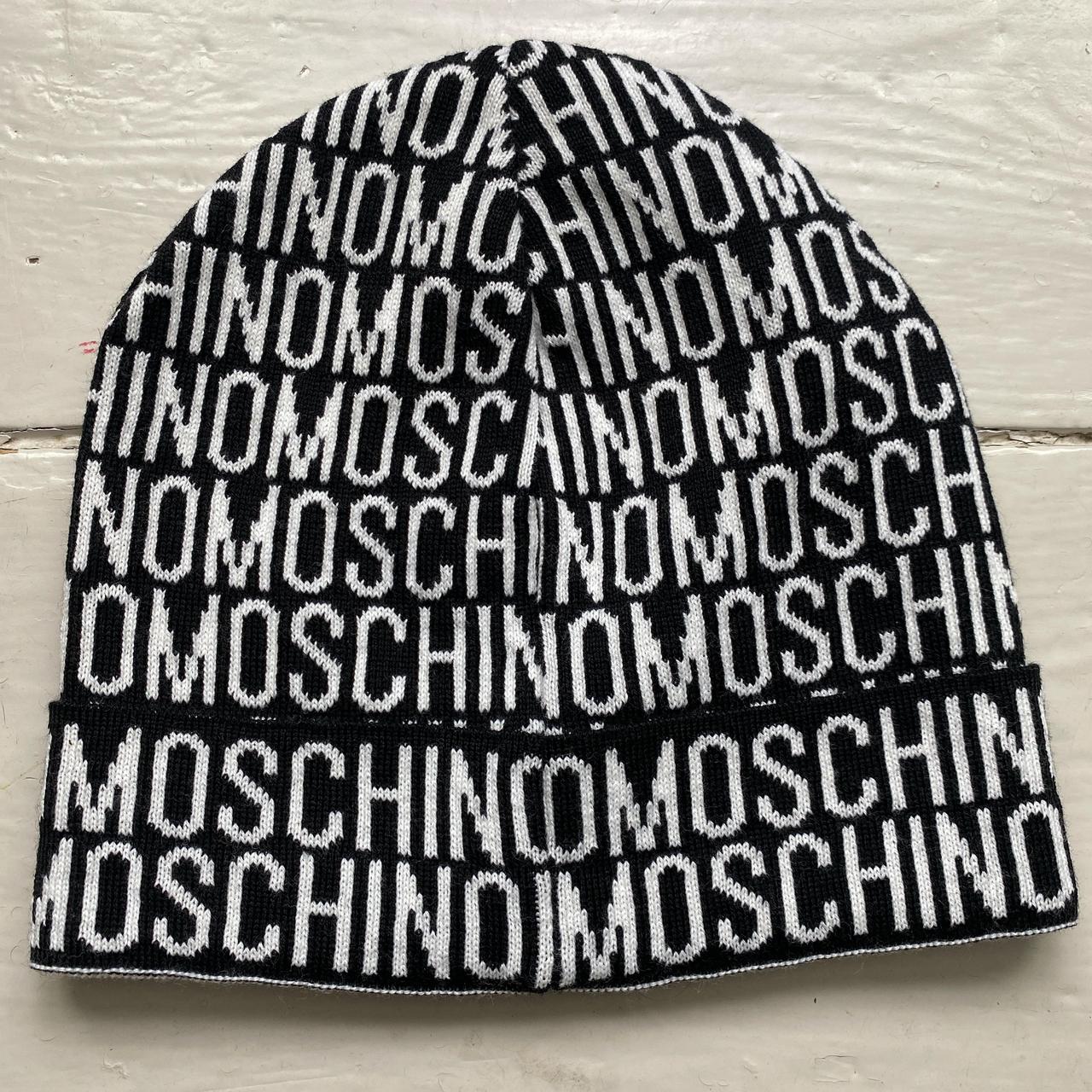 Moschino Monogram Black and White Beanie Vintage Hat