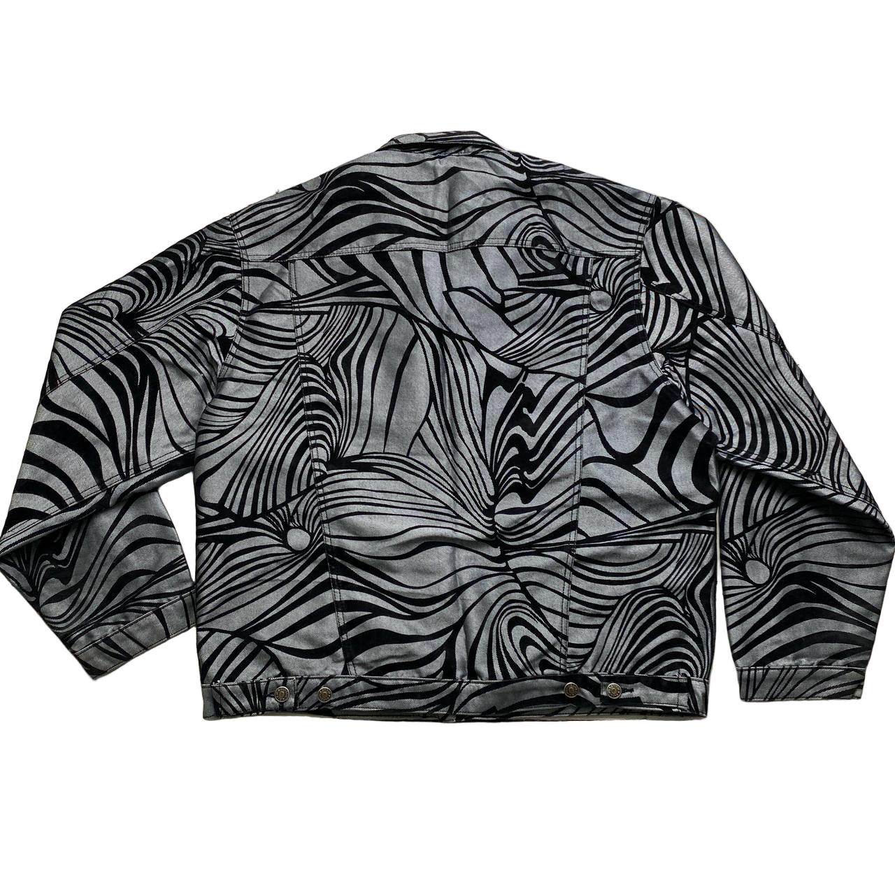 Classic Jeans Vintage 90’s Baggy Denim Jacket Silver and Black (2XL)