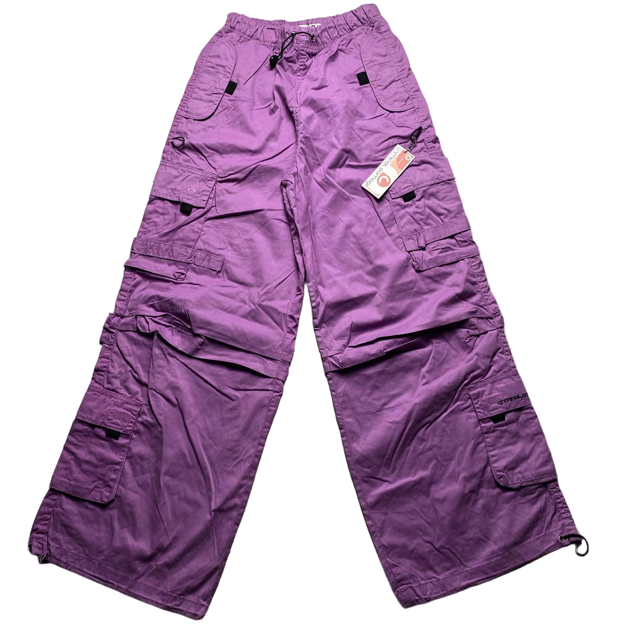 Criminal Damage Purple Pink Cargo Combat Baggy Trousers (XS)