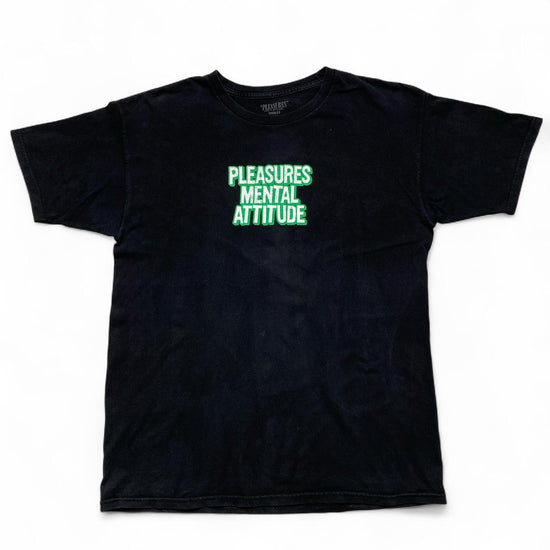Pleasures Mental Attitude Black Green and White T Shirt (L)