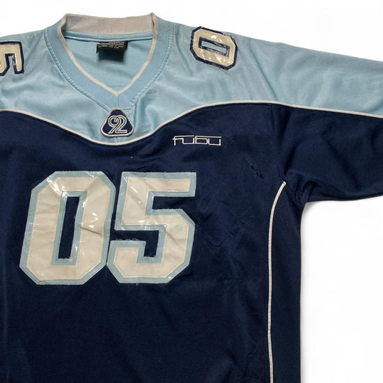 FUBU Vintage Baby Light Blue Navy and White Jersey (M)