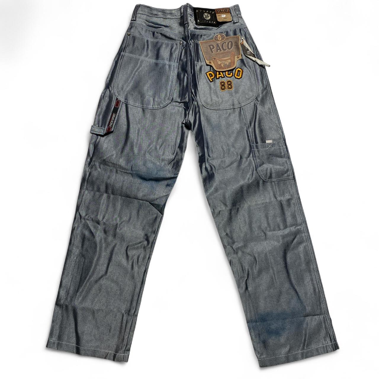 Paco Vintage 90’s Y2K Baggy Metallic Silver Shiny Denim Jeans