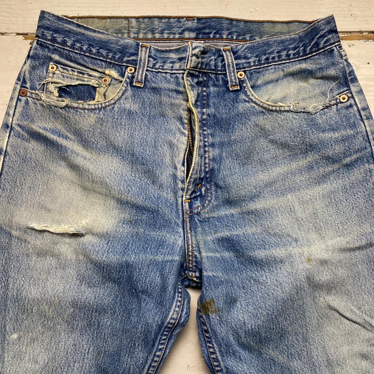 Levis Vintage 615 02 Made in UK Light Blue Stonewash Orange Tab Baggy Jeans