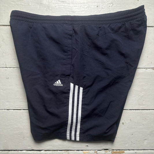 Adidas Navy and White Shell Shorts