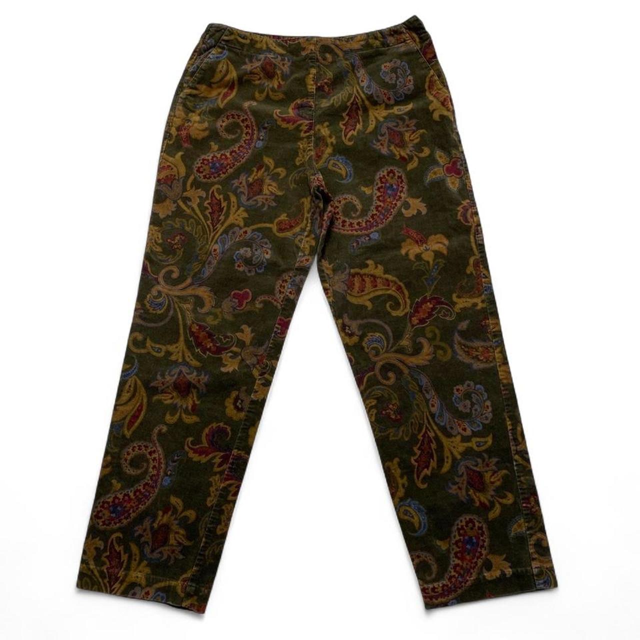 Talbots Vintage Suede Brushed Velvet Womens Floral Trousers (12)