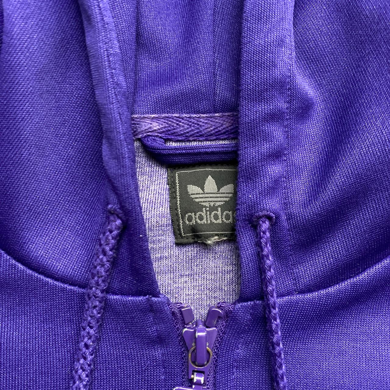 Adidas Purple and White Stripe Zip Hoodie