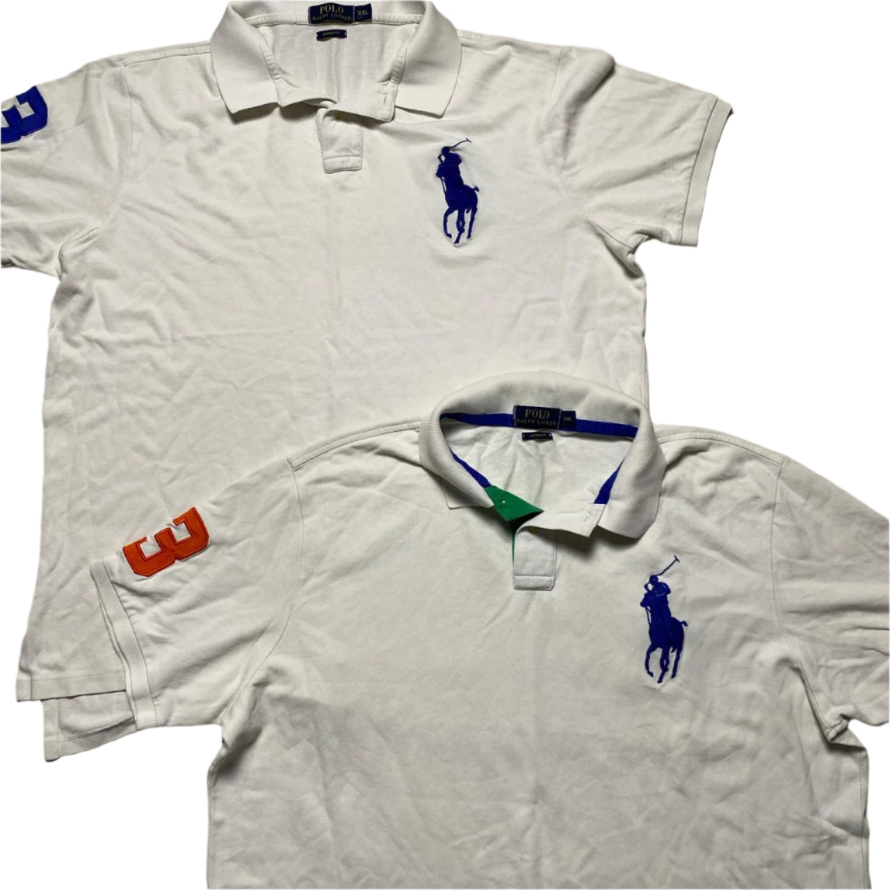 Polo Ralph Lauren White and Blue Polo Shirt No (2XL)