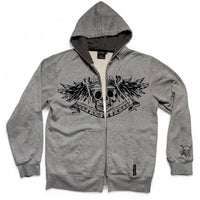 No Fear Grey and Black Skulls Hoodie (L)