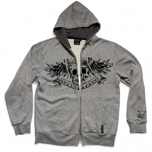 No Fear Grey and Black Skulls Hoodie