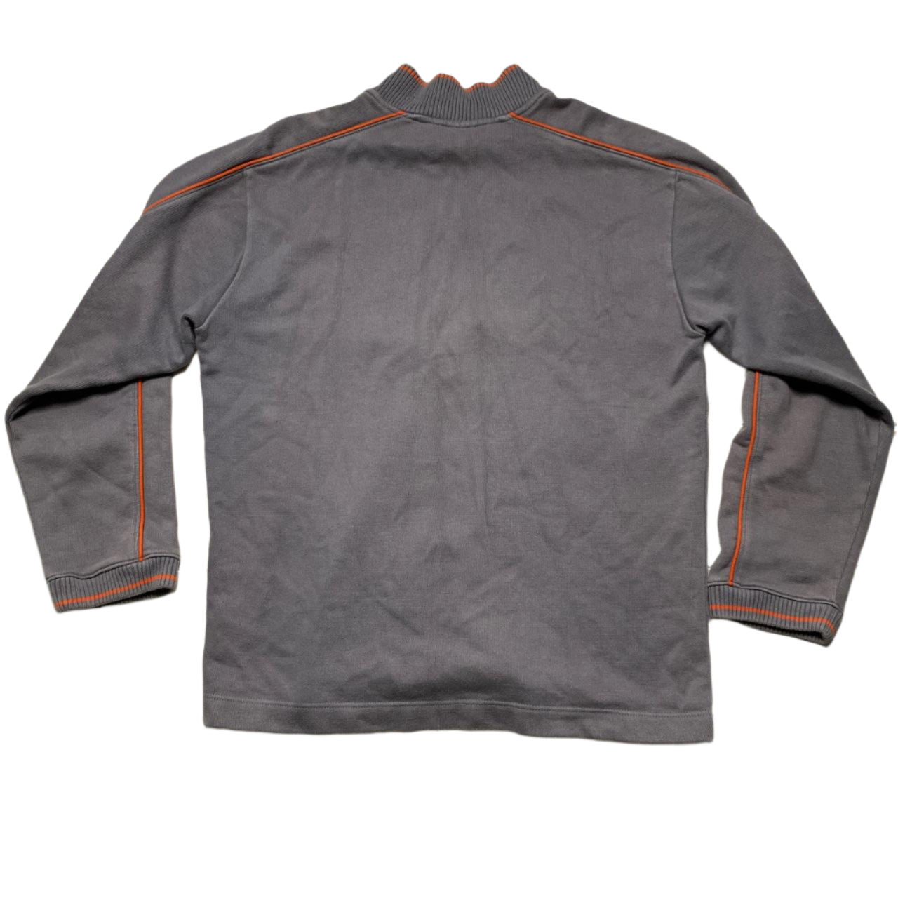 Nike Vintage Grey and Orange Y2K Quarter Zip Jumper (L)