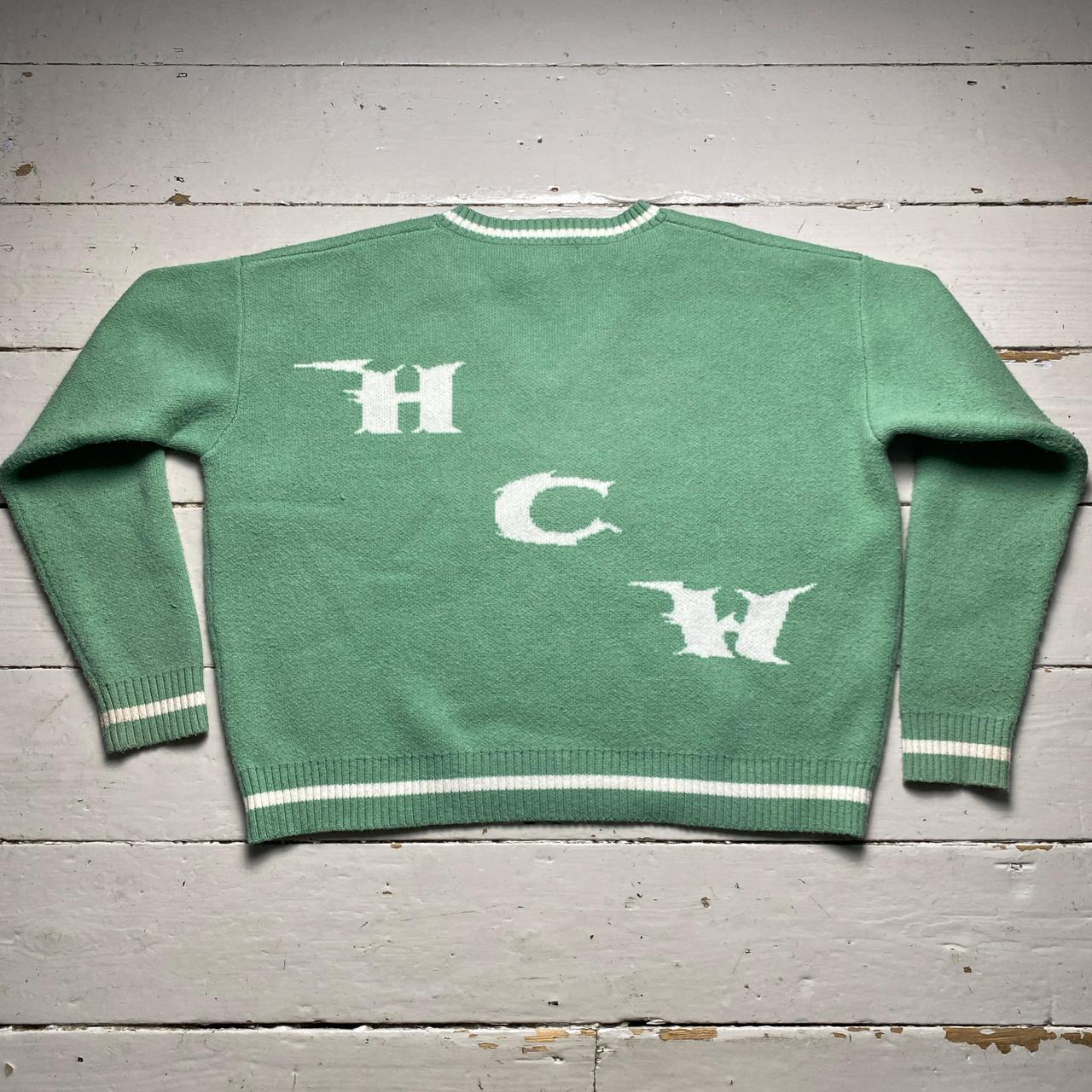 Heaven Can Wait Cropped Mint Green and White Reaper V Neck Jumper