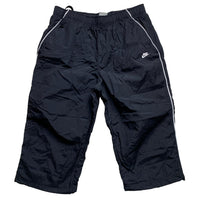Nike Vintage Black and White Swoosh Shell Trackpant Shorts (L)