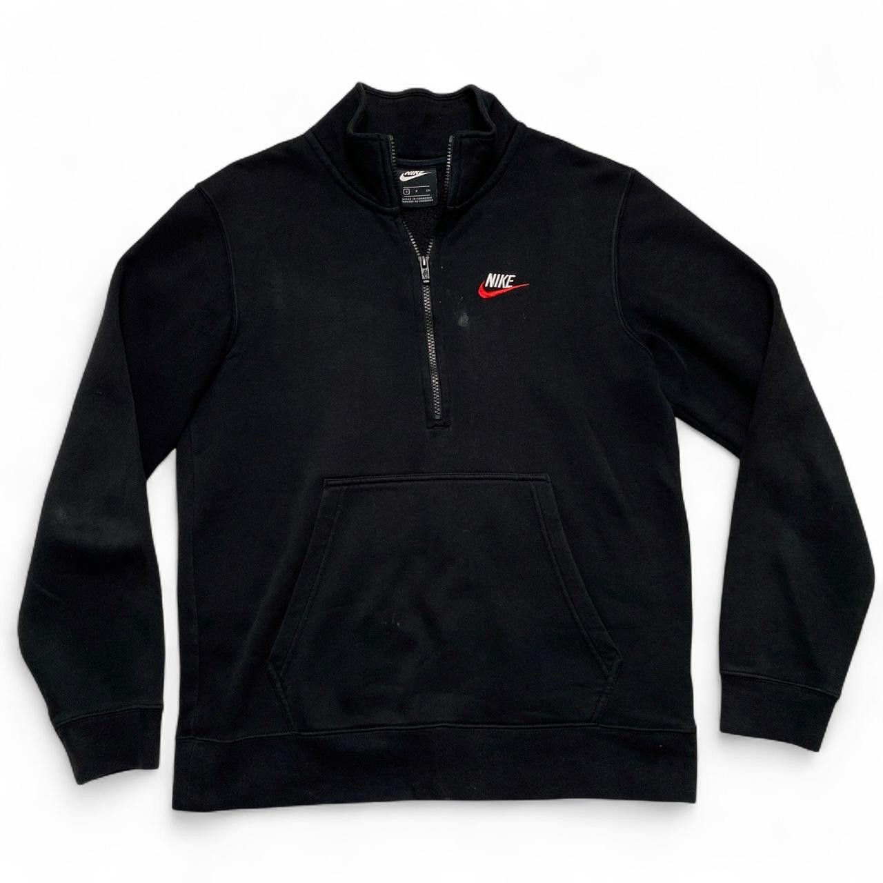 Nike Black and White Red Swoosh Quarter Zip Jumper (S)