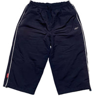 Reebok Navy and White Baggy Shell Trackpant Shorts (M)