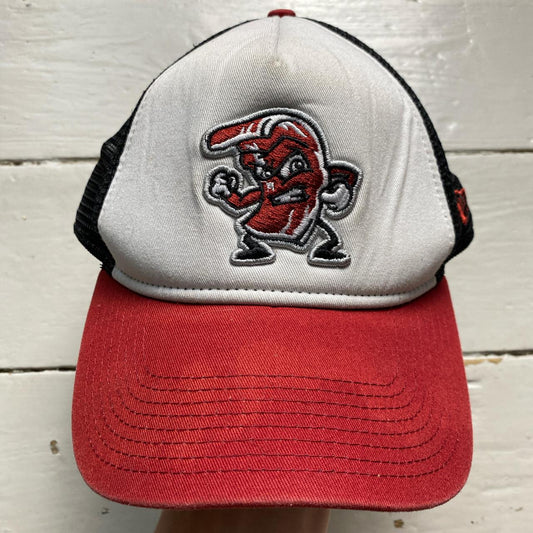 Iron Pigs Bacon MLB New Era Trucker Cap Black White and Red