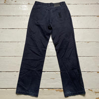 YSL Yves Saint Laurent Black on Black Embroidery Jean Trousers (30W)