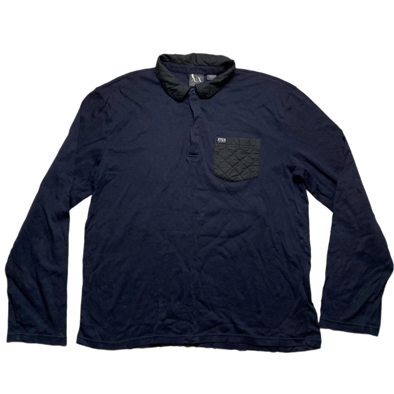 Armani Exchange Navy and Black Polo Shirt (XL)