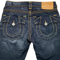 True Religion Corduroy Black and Gold Stitch Jorts Jean Shorts (34W)