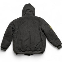 Akademiks A9 Y2K Grey Fur Trim Hooded Bomber Jacket (L)