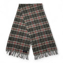 Burberry Nova Check Grey Black and Red Cashmere Wool Scarf
