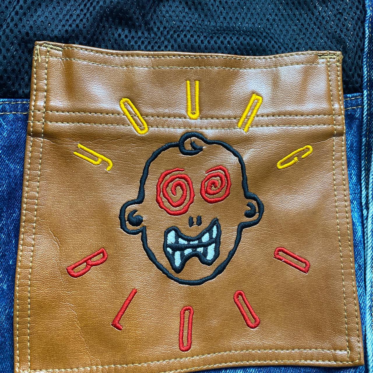Young Blood Vintage 90’s Cartoon Embroidery Baggy Denim Jacket (XL)