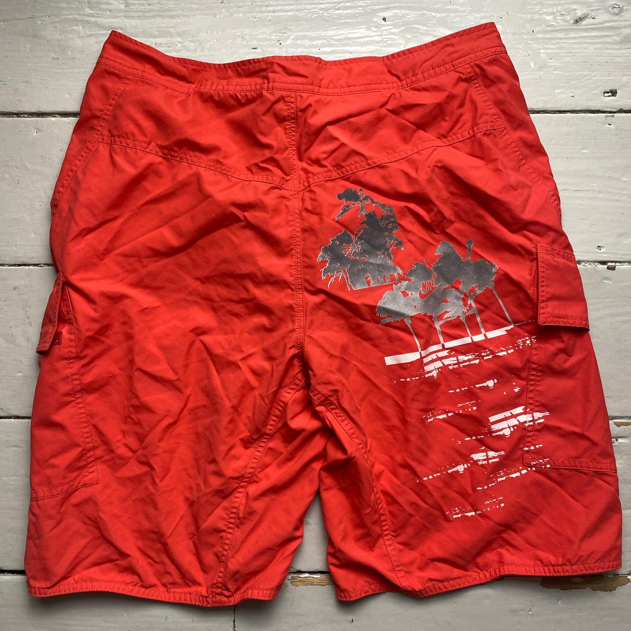 Nike Vintage Red Grey and White Baggy Cargo Shorts