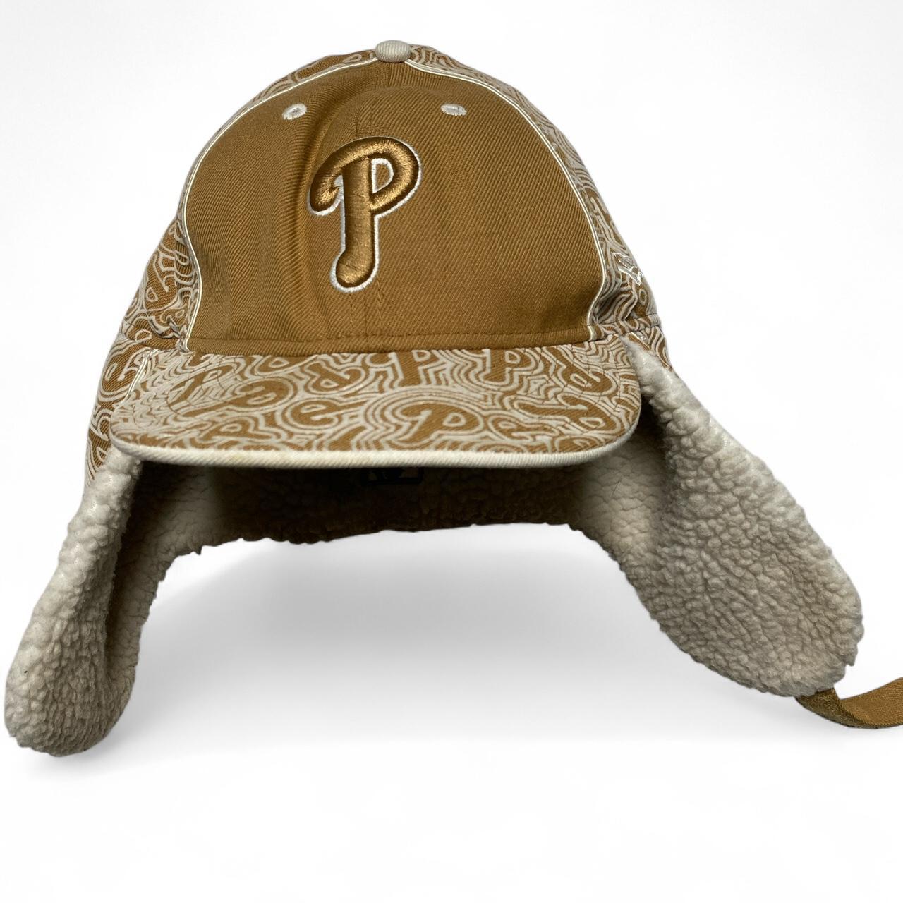 Philadelphia Phillies Sand Brown and White Dog Ear Trapper Hat